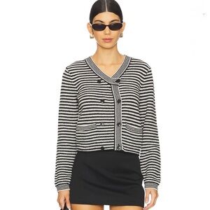 Frame The Court Black and White Striped Cardigan size XS